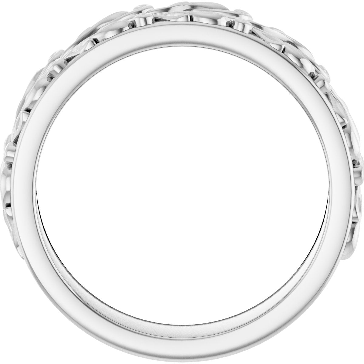 1/4 Ctw Lab-Grown Diamond Floral Accented Band - White Gold - Lab Grown Diamond