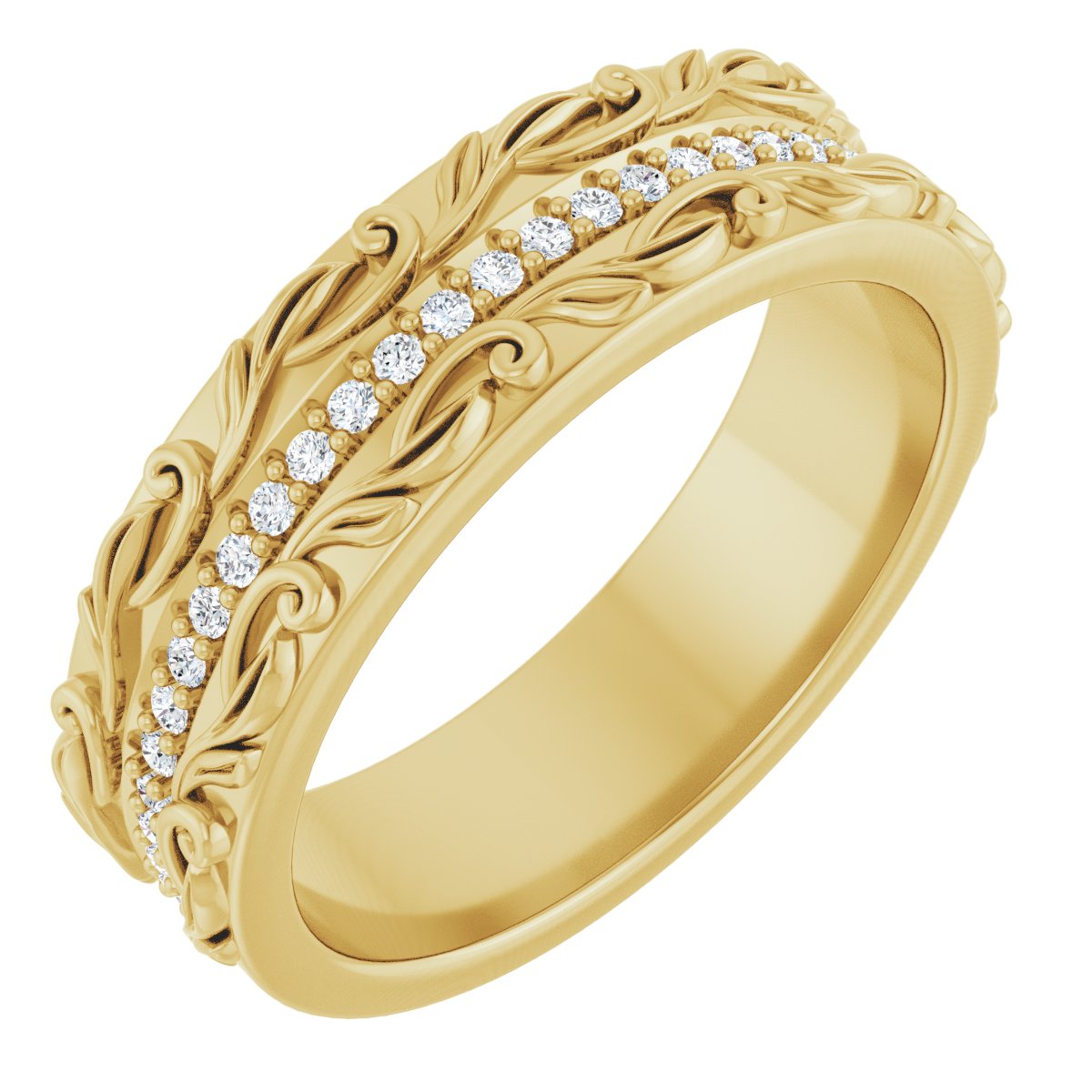 1/4 Ctw Lab-Grown Diamond Floral Accented Band