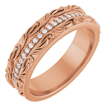 1/4 Ctw Lab-Grown Diamond Floral Accented Band