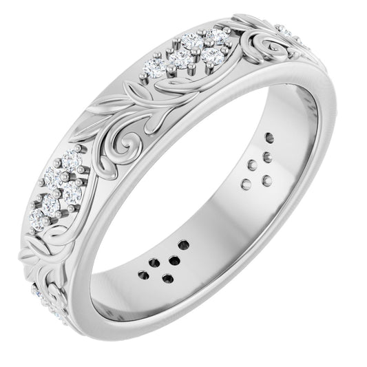 1/2 Ctw Lab-Grown Diamond Floral Band - White Gold - Lab Grown Diamond