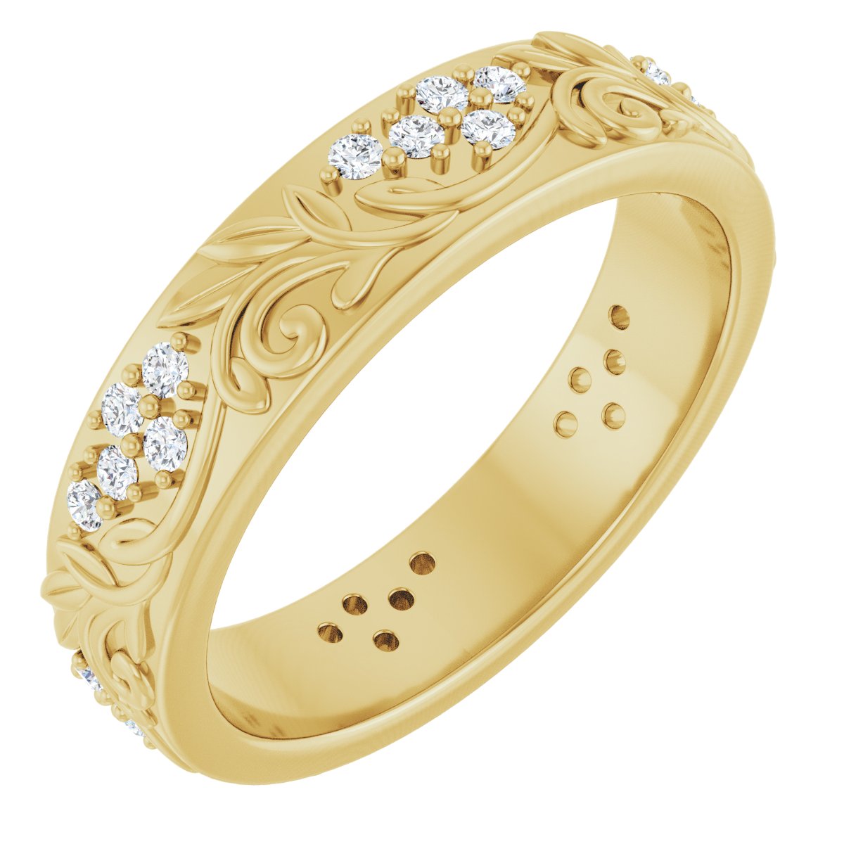 1/2 Ctw Lab-Grown Diamond Floral Band