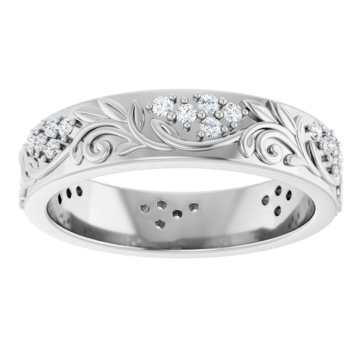 1/2 Ctw Lab-Grown Diamond Floral Band - White Gold - Lab Grown Diamond