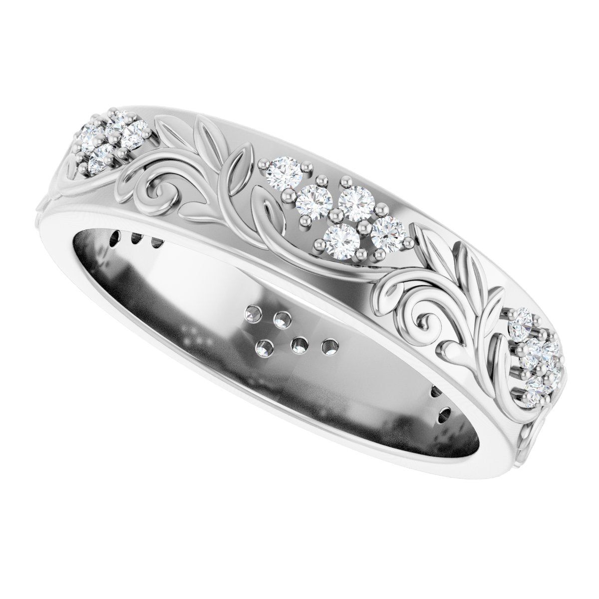 1/2 Ctw Lab-Grown Diamond Floral Band - White Gold - Lab Grown Diamond