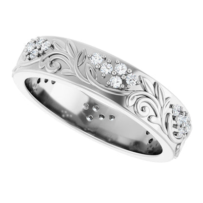 1/2 Ctw Lab-Grown Diamond Floral Band - White Gold - Lab Grown Diamond