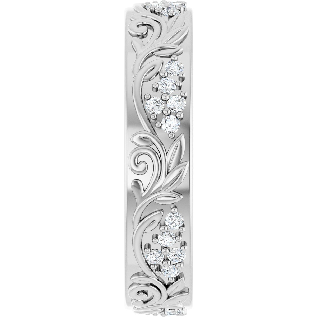 1/2 Ctw Lab-Grown Diamond Floral Band - White Gold - Lab Grown Diamond