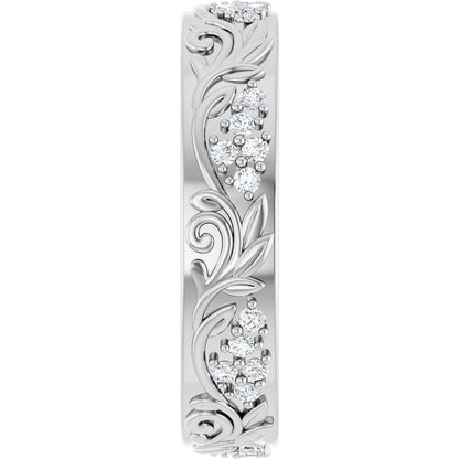 1/2 Ctw Lab-Grown Diamond Floral Band - White Gold - Lab Grown Diamond