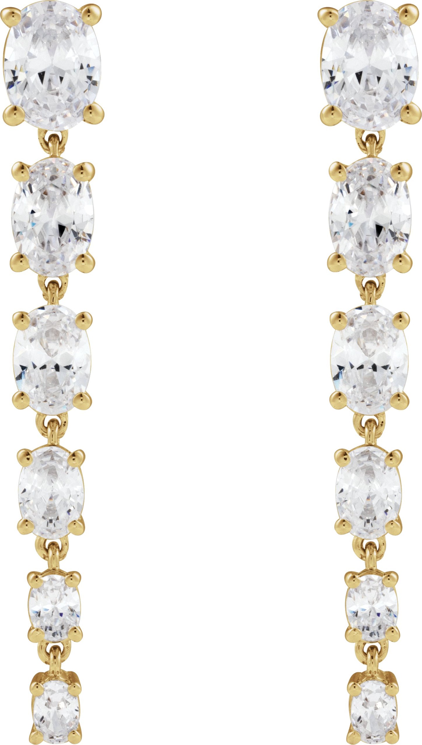3 1/4 Oval Lab-Grown Diamond Drop Earrings - Yellow Gold - Lab Grown Diamond