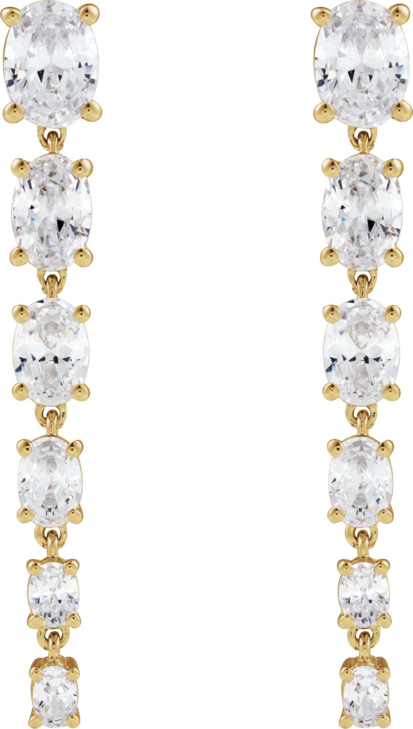 3 1/4 Oval Lab-Grown Diamond Drop Earrings - Yellow Gold - Lab Grown Diamond