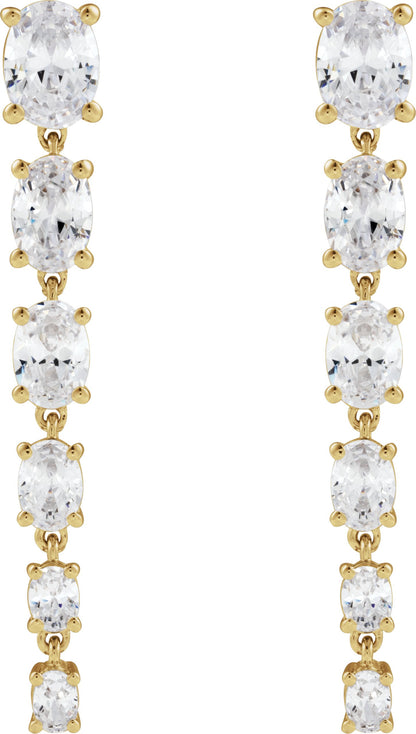 3 1/4 Oval Lab-Grown Diamond Drop Earrings - Yellow Gold - Lab Grown Diamond