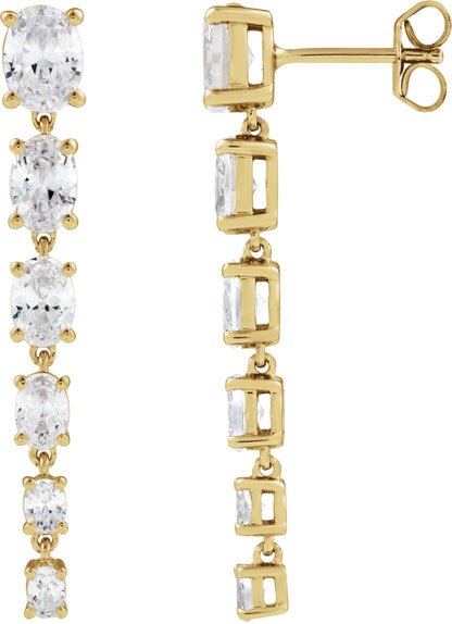 3 1/4 Oval Lab-Grown Diamond Drop Earrings - Lab Grown Diamond