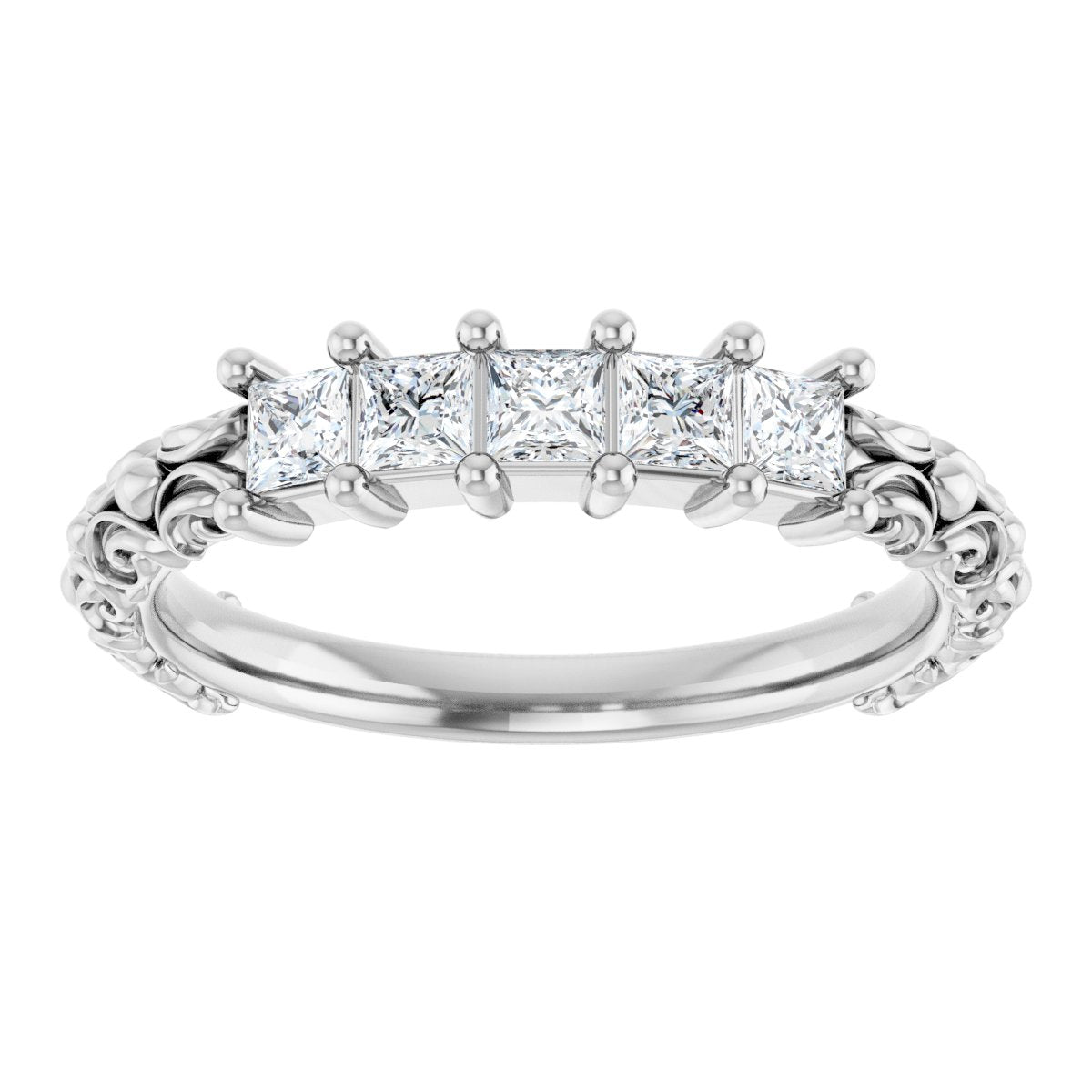1/2 Ctw Square Lab-Grown Diamond Anniversary Band - White Gold - Lab Grown Diamond