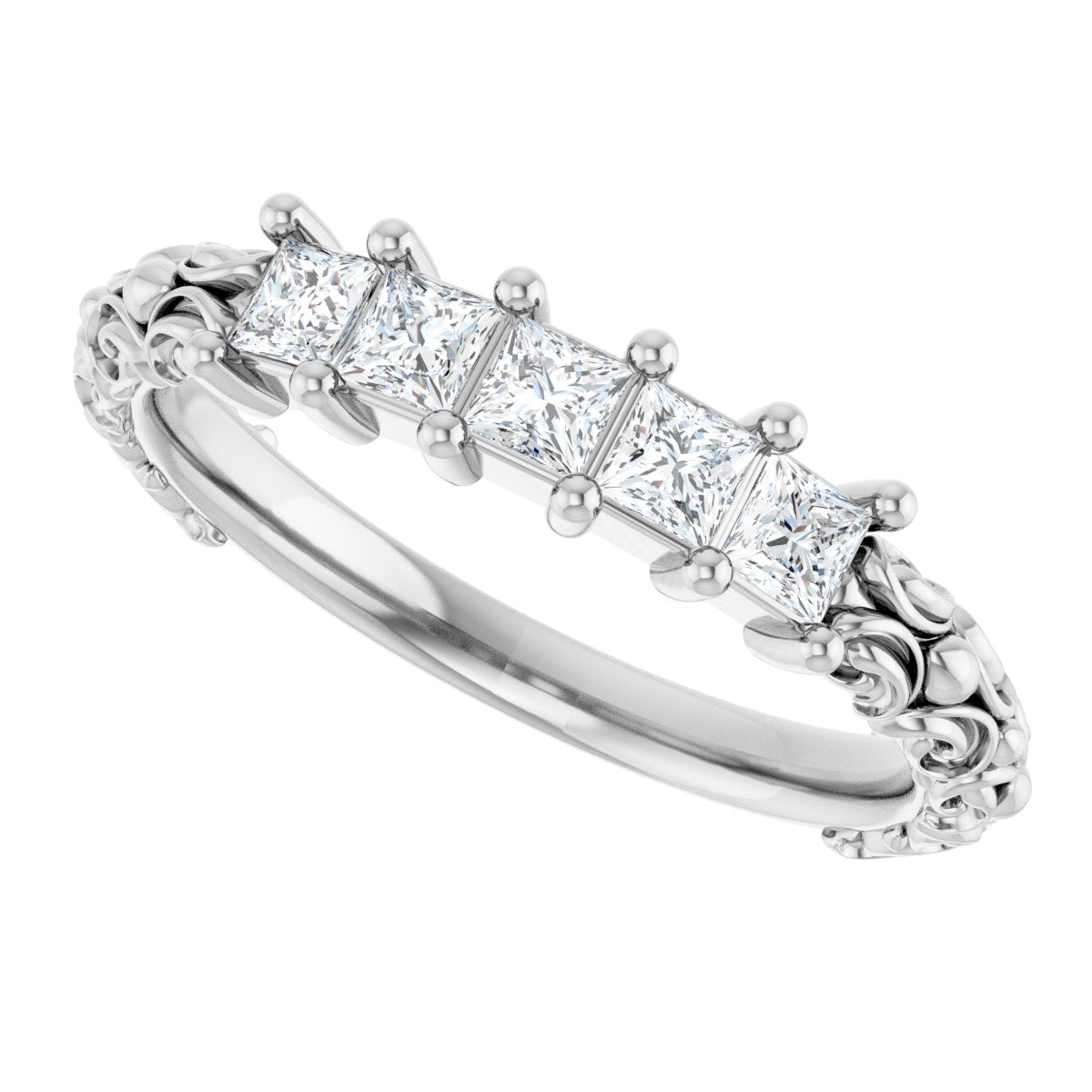 1/2 Ctw Square Lab-Grown Diamond Anniversary Band - White Gold - Lab Grown Diamond