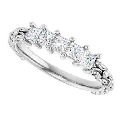 1/2 Ctw Square Lab-Grown Diamond Anniversary Band - White Gold - Lab Grown Diamond