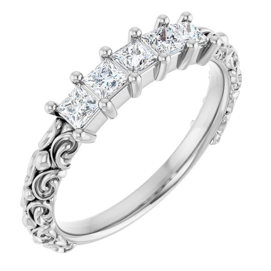 1/2 Ctw Square Lab-Grown Diamond Anniversary Band