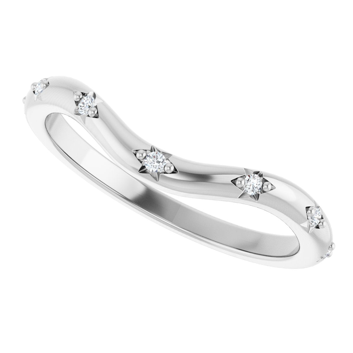 .05 Ctw Lab-Grown Diamond Contour Band - White Gold - Lab Grown Diamond