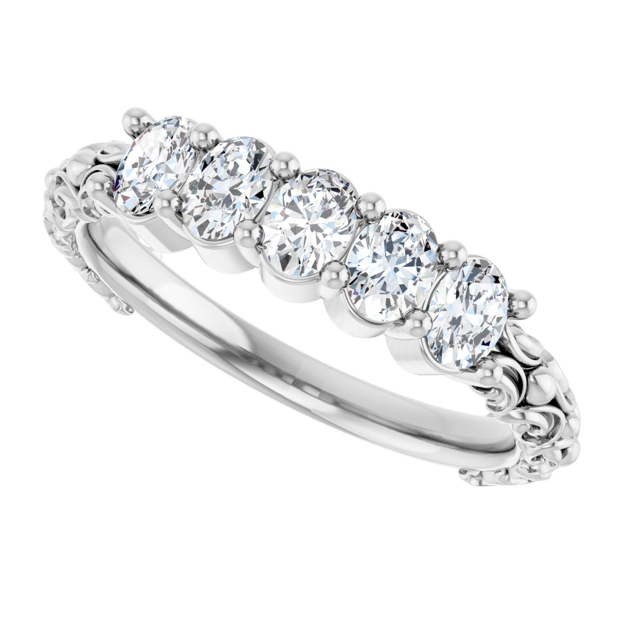3/4 Ctw Oval Lab-Grown Diamond Anniversary Band - White Gold - Lab Grown Diamond