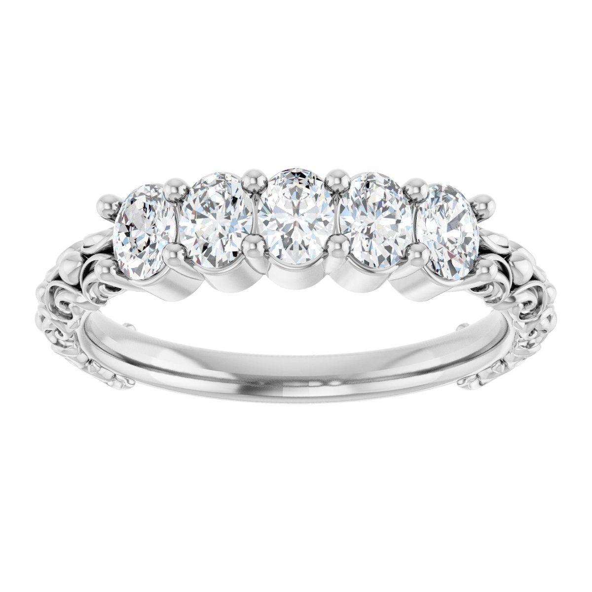 3/4 Ctw Oval Lab-Grown Diamond Anniversary Band - White Gold - Lab Grown Diamond