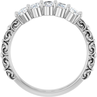 3/4 Ctw Oval Lab-Grown Diamond Anniversary Band - White Gold - Lab Grown Diamond