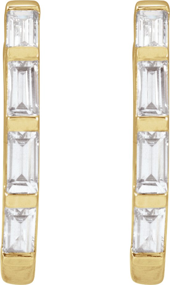 1/3 Ctw Straight Baguette Lab-Grown Diamond Hoop Earrings - Yellow Gold - Lab Grown Diamond