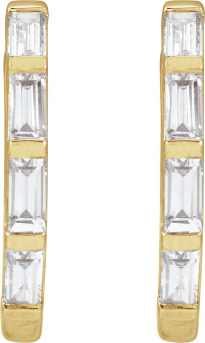 1/3 Ctw Straight Baguette Lab-Grown Diamond Hoop Earrings - Yellow Gold - Lab Grown Diamond
