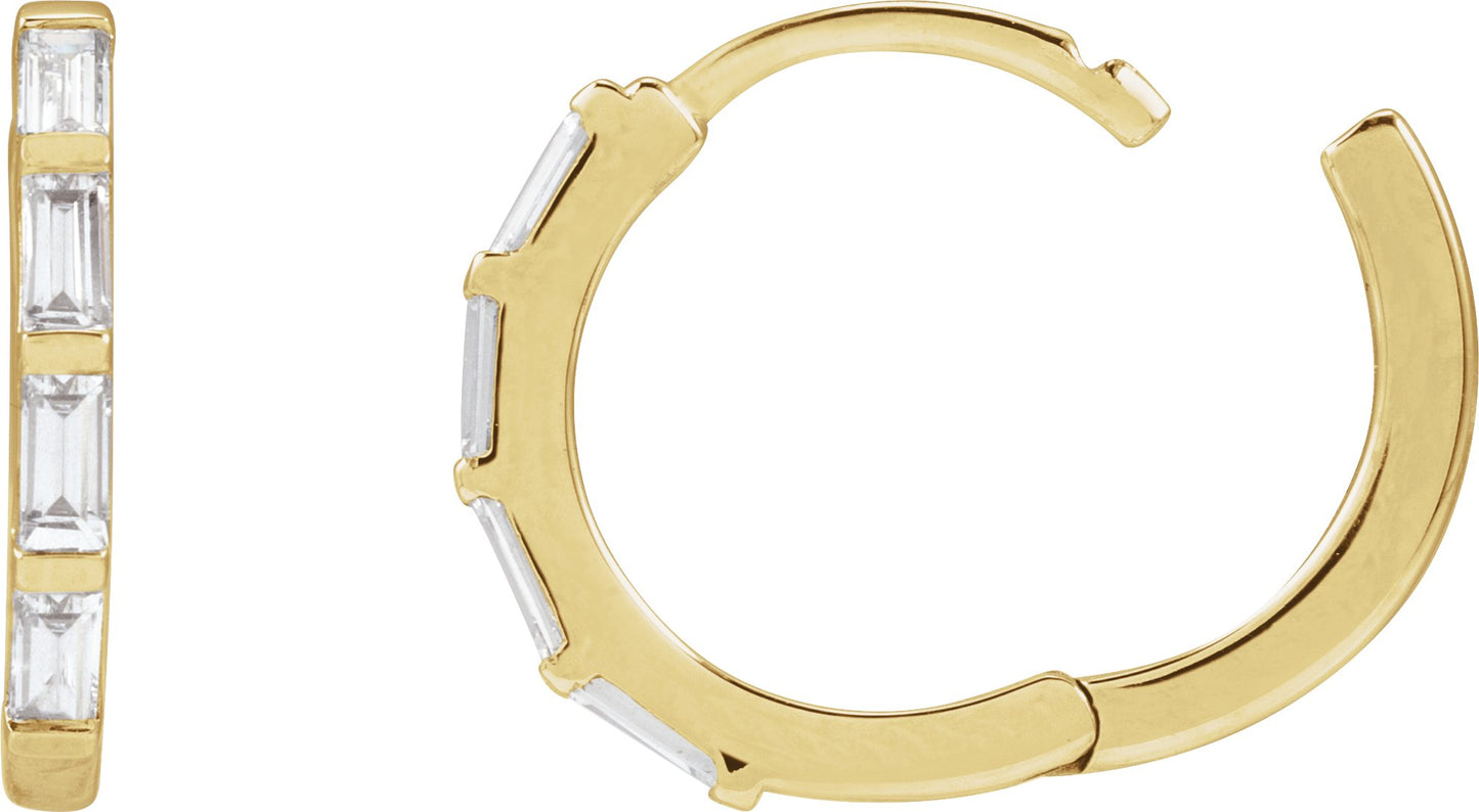 1/3 Ctw Straight Baguette Lab-Grown Diamond Hoop Earrings - Rose Gold - Lab Grown Diamond