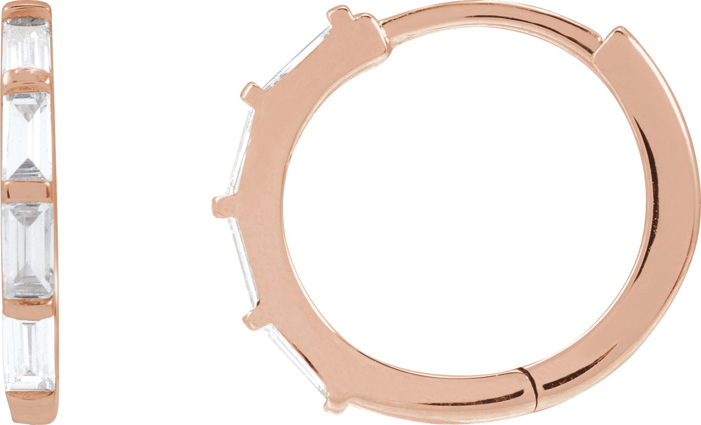1/3 Ctw Straight Baguette Lab-Grown Diamond Hoop Earrings