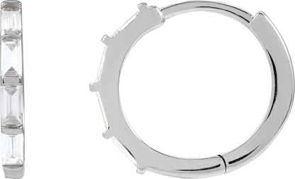 1/3 Ctw Straight Baguette Lab-Grown Diamond Hoop Earrings