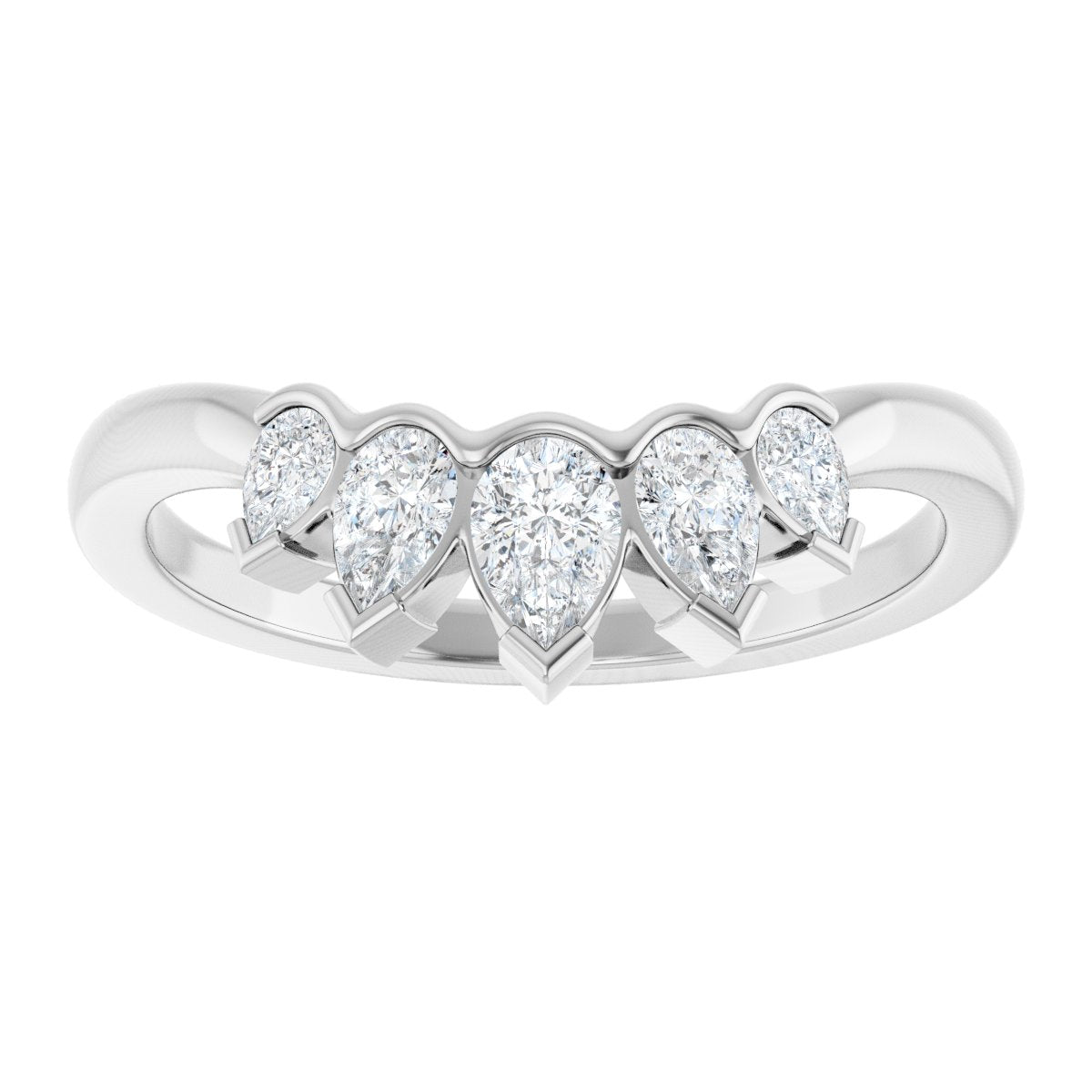 1/2 Ctw Pear Lab-Grown Diamond Contour Band - White Gold - Lab Grown Diamond