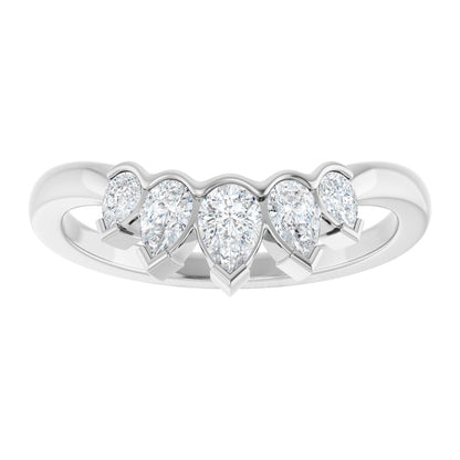1/2 Ctw Pear Lab-Grown Diamond Contour Band - White Gold - Lab Grown Diamond