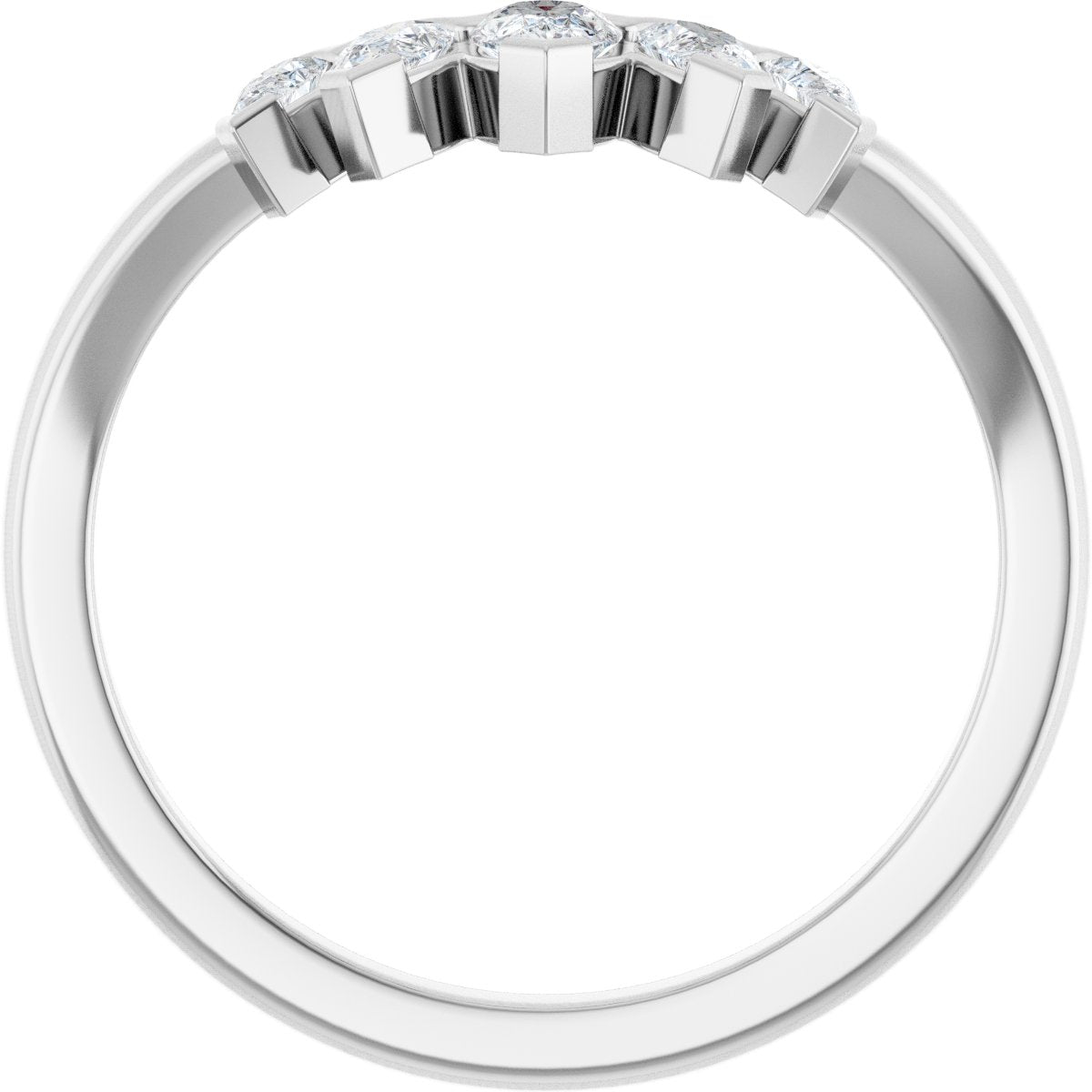 1/2 Ctw Pear Lab-Grown Diamond Contour Band - White Gold - Lab Grown Diamond