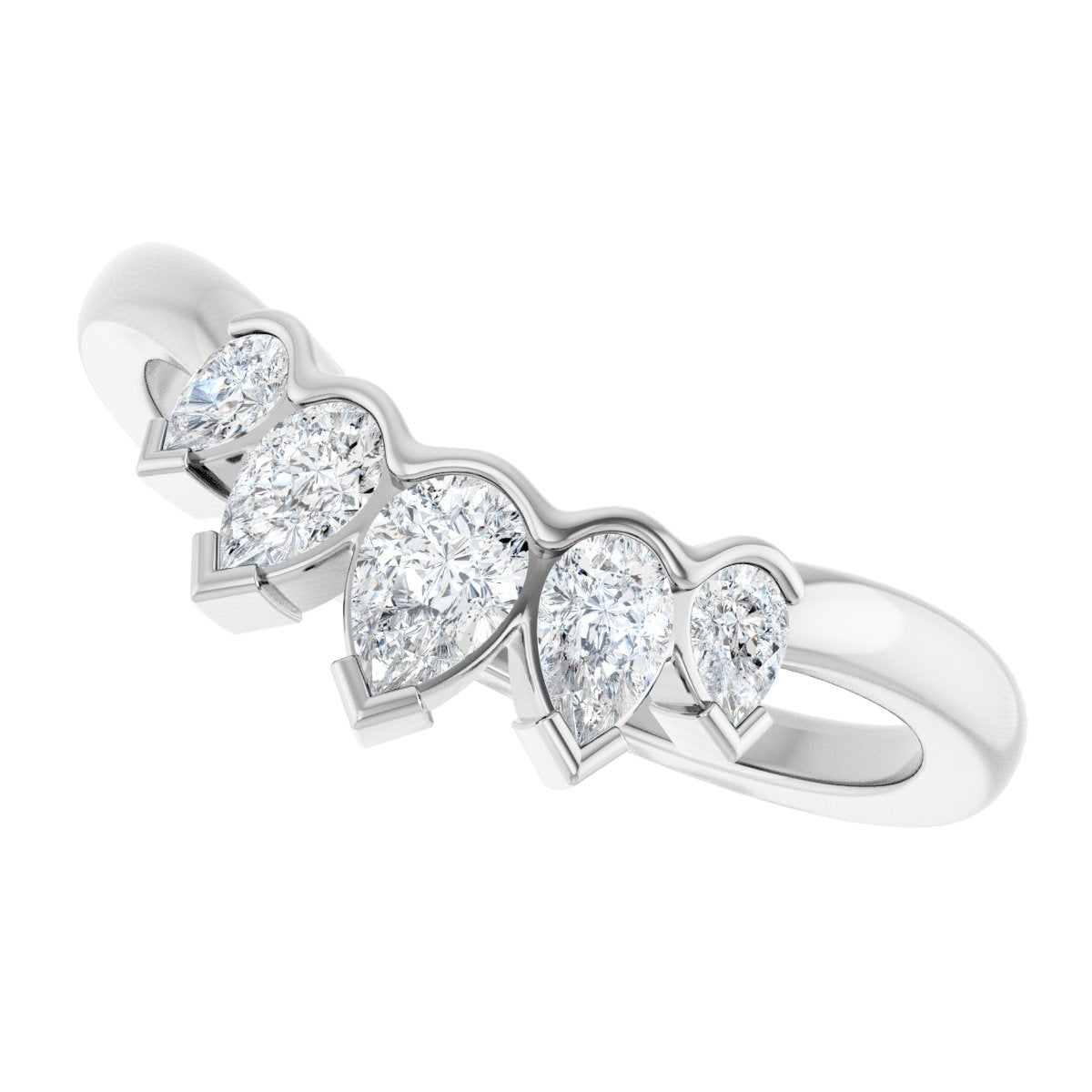 1/2 Ctw Pear Lab-Grown Diamond Contour Band - White Gold - Lab Grown Diamond