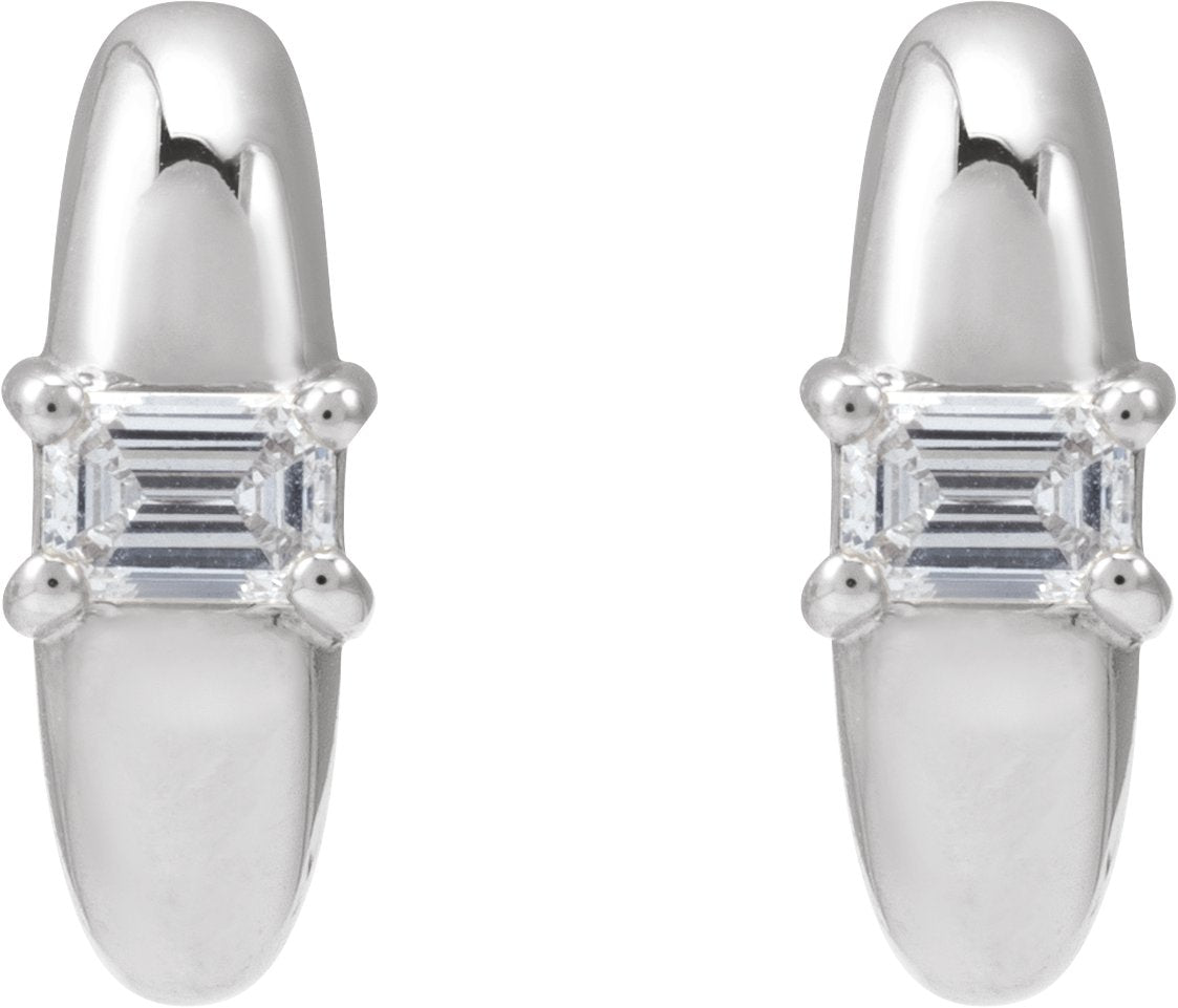 1/3 Ctw Emerald Lab-Grown Diamond Huggies - Yellow Gold - Lab Grown Diamond