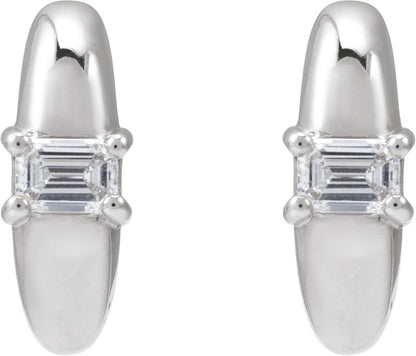 1/3 Ctw Emerald Lab-Grown Diamond Huggies - Yellow Gold - Lab Grown Diamond