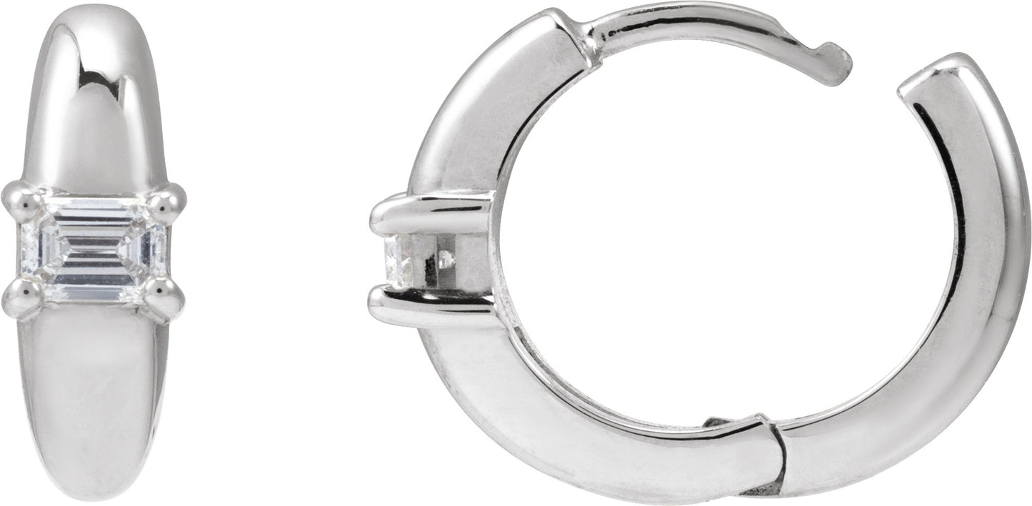 1/3 Ctw Emerald Lab-Grown Diamond Huggies - Rose Gold - Lab Grown Diamond