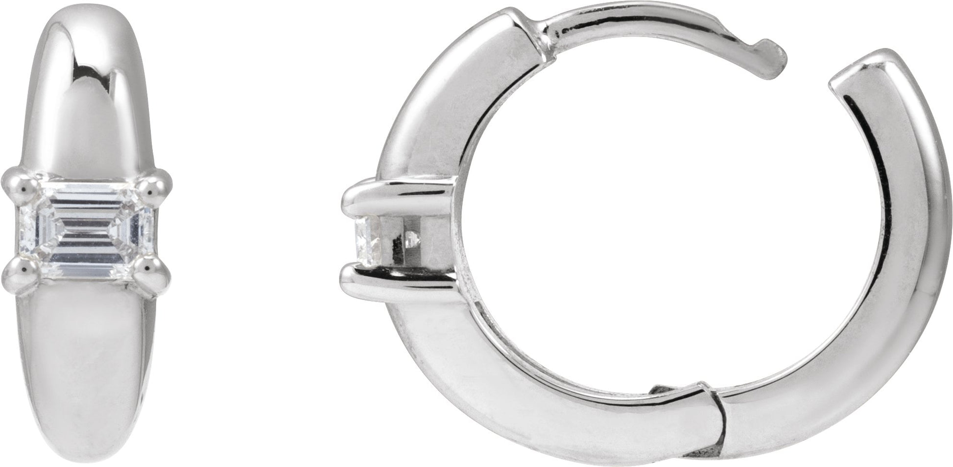1/3 Ctw Emerald Lab-Grown Diamond Huggies - Rose Gold - Lab Grown Diamond