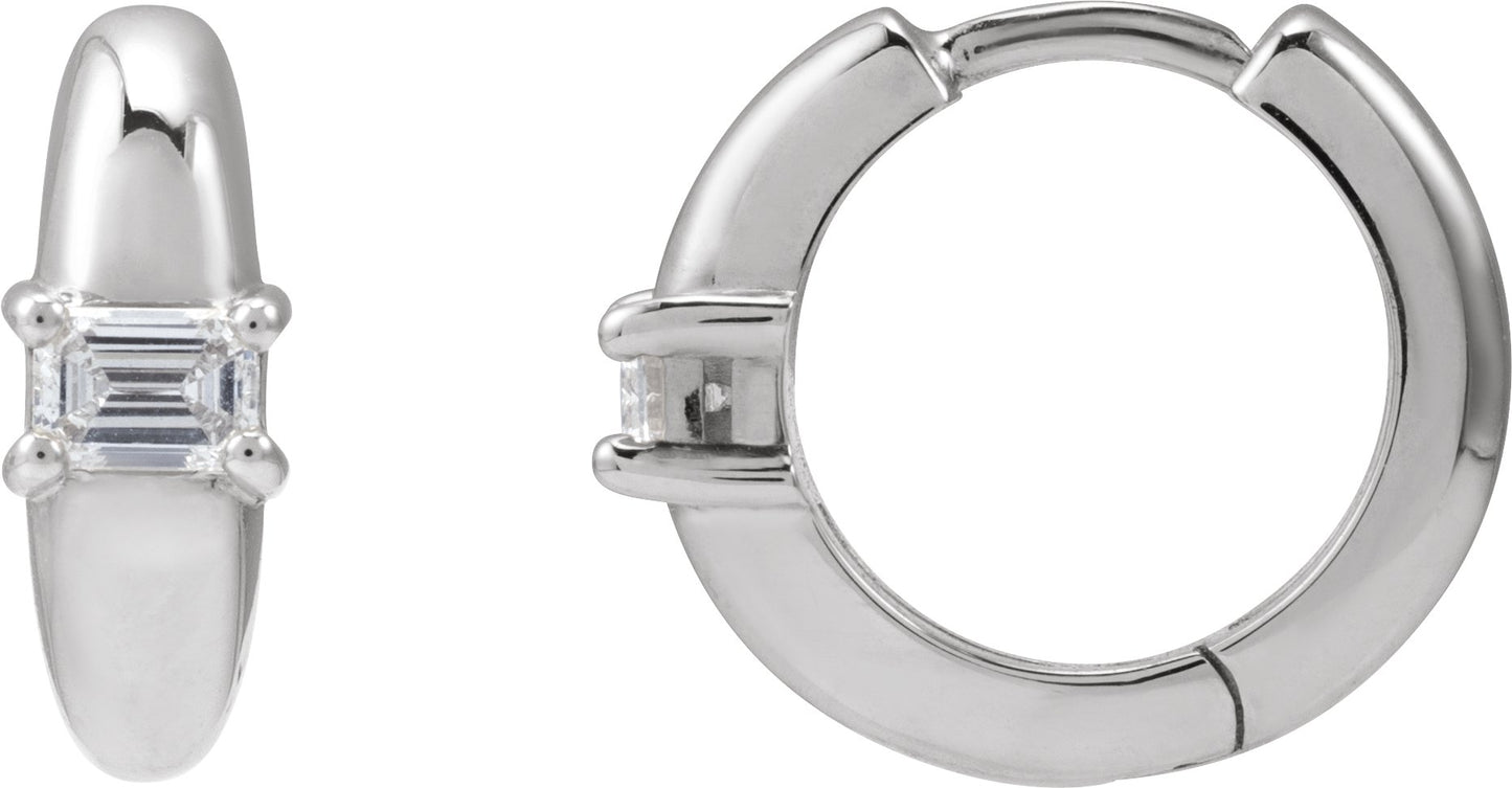 1/3 Ctw Emerald Lab-Grown Diamond Huggies - Lab Grown Diamond