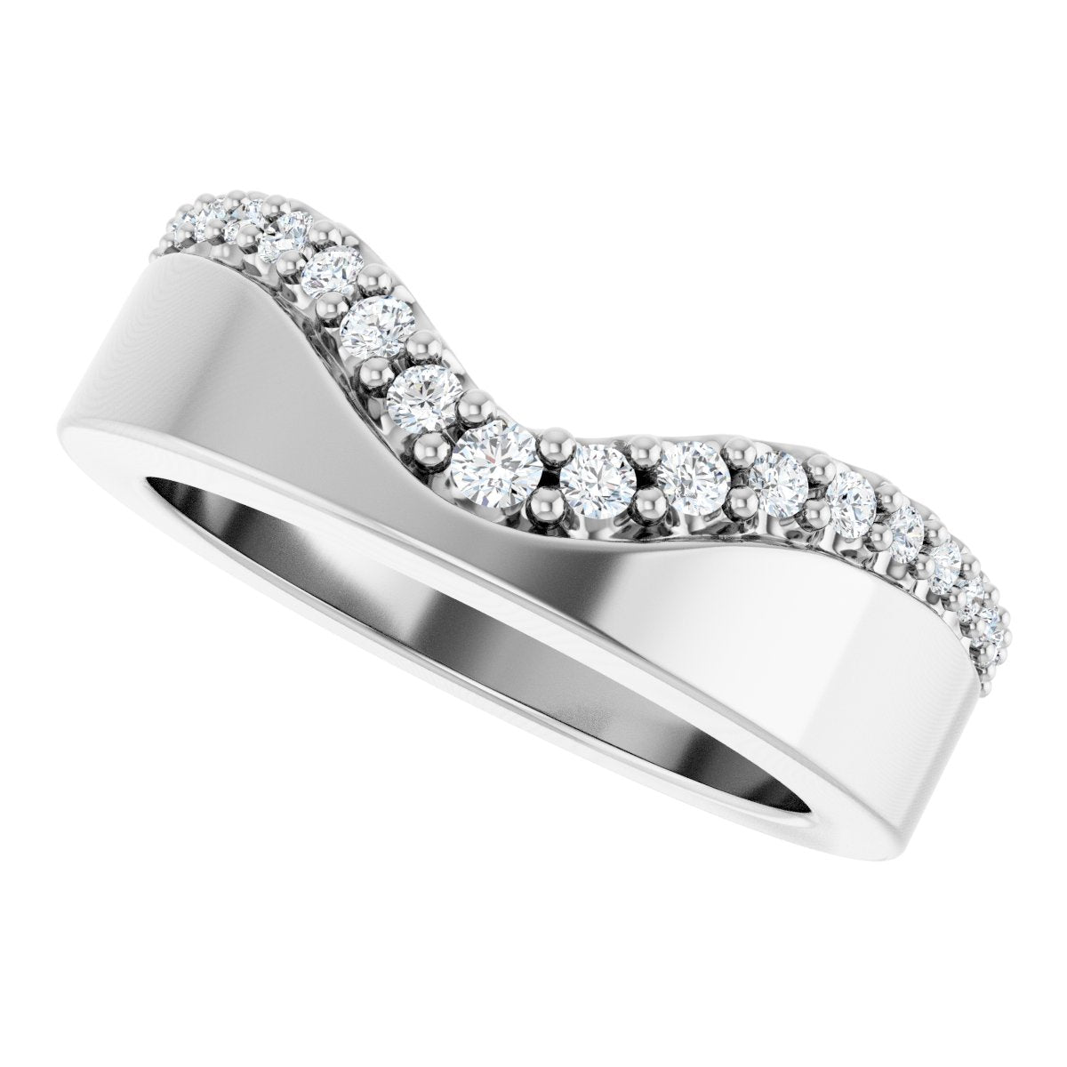 1/5 Ctw Lab-Grown Diamond Contour Band - White Gold - Lab Grown Diamond