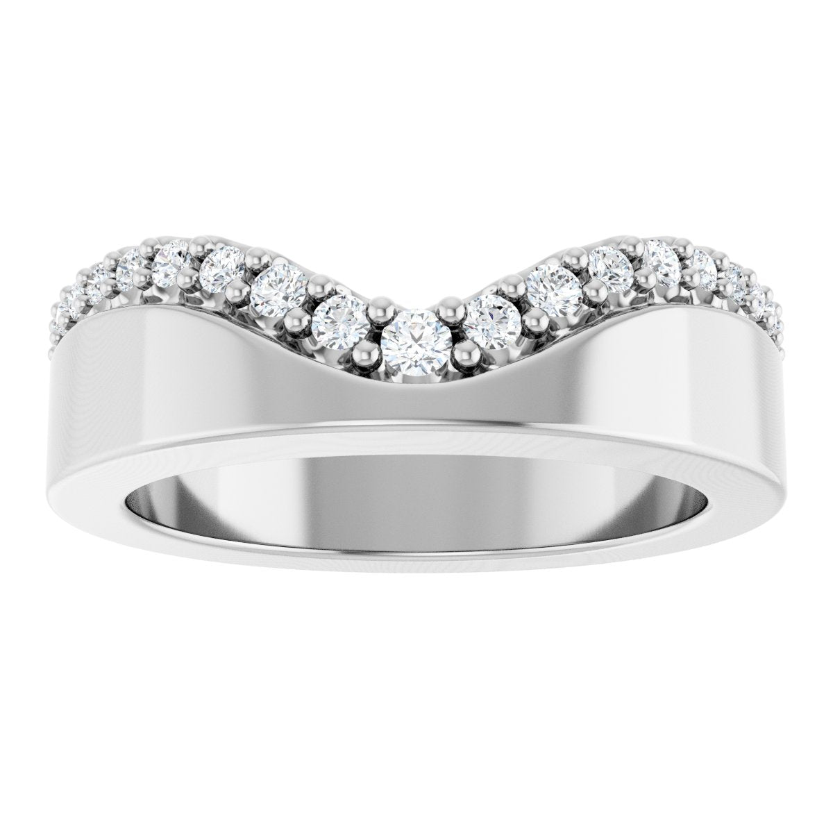 1/5 Ctw Lab-Grown Diamond Contour Band - White Gold - Lab Grown Diamond