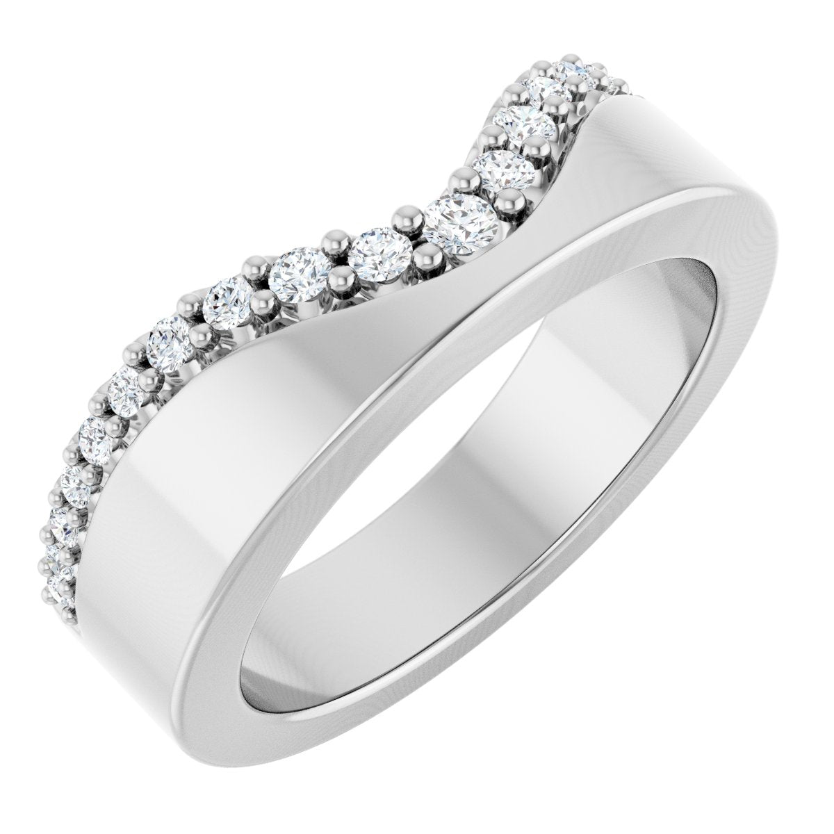 1/5 Ctw Lab-Grown Diamond Contour Band - White Gold - Lab Grown Diamond