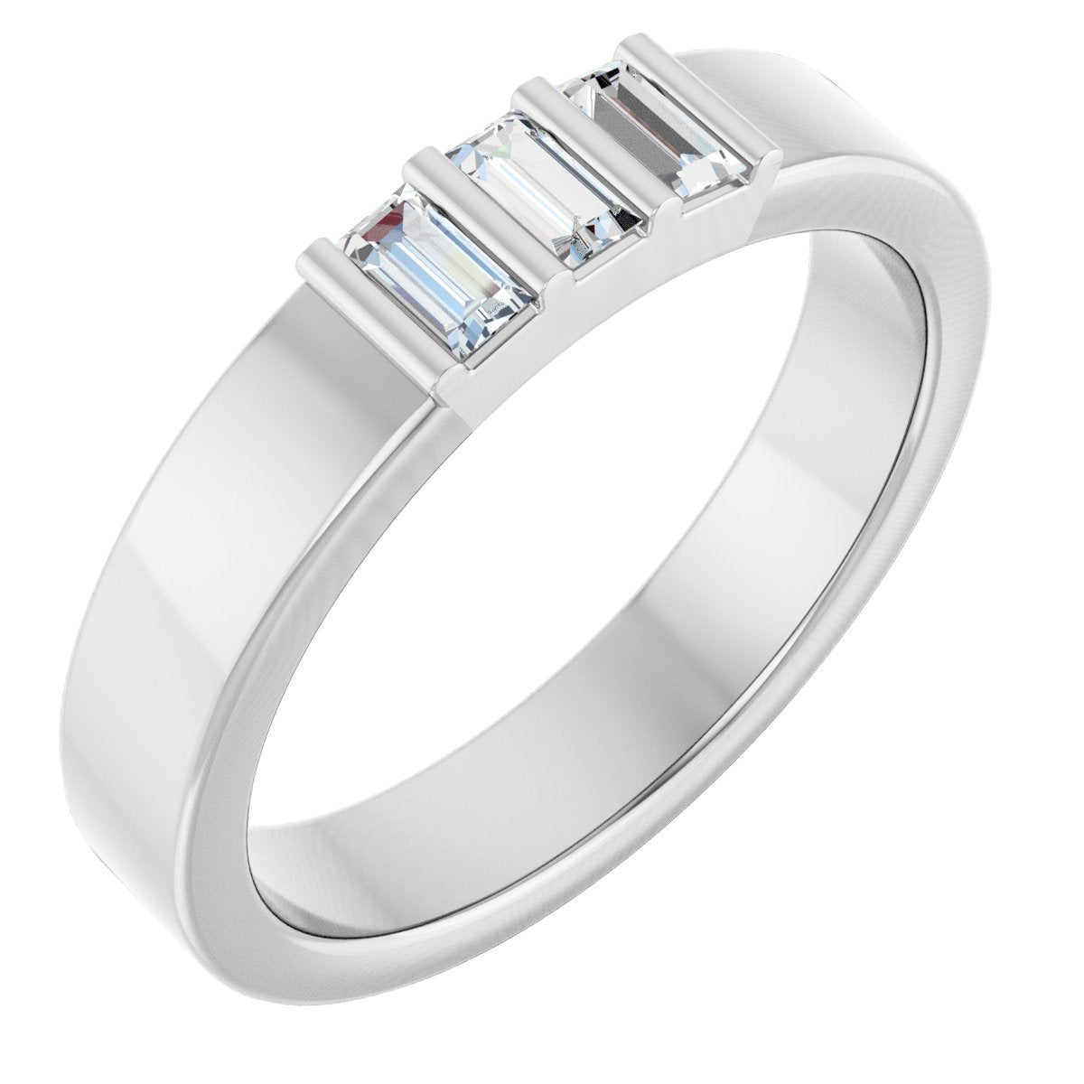 1/5 Ctw Straight Baguette Lab-Grown Diamond Three Stone Band