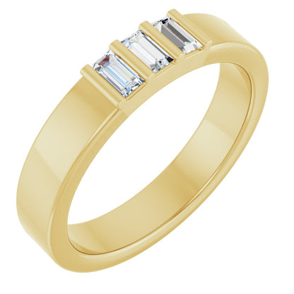 1/5 Ctw Straight Baguette Lab-Grown Diamond Three Stone Band