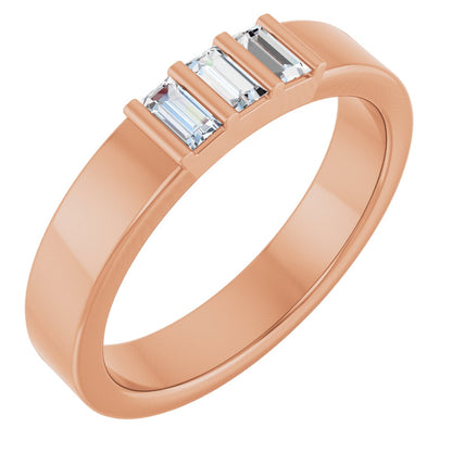 1/5 Ctw Straight Baguette Lab-Grown Diamond Three Stone Band