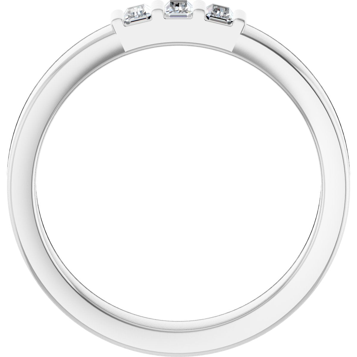 1/5 Ctw Straight Baguette Lab-Grown Diamond Three Stone Band - White Gold - Lab Grown Diamond