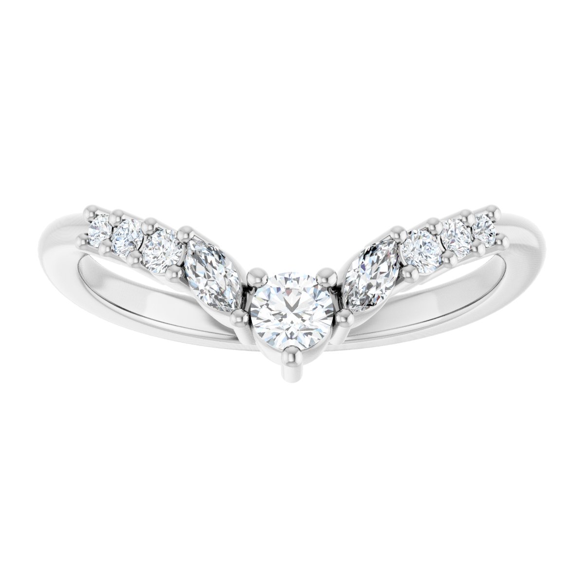1/4 Ctw Lab-Grown Diamond Contour Band - White Gold - Lab Grown Diamond