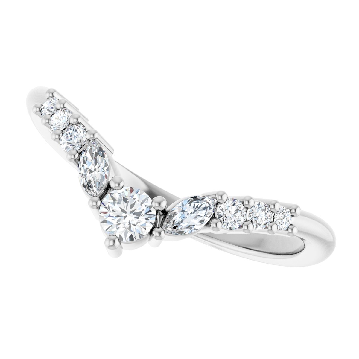 1/4 Ctw Lab-Grown Diamond Contour Band - White Gold - Lab Grown Diamond