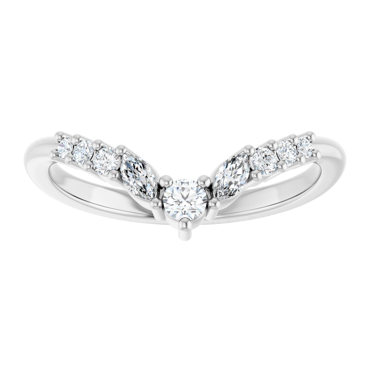 1/4 Ctw Lab-Grown Diamond Contour Band - White Gold - Lab Grown Diamond
