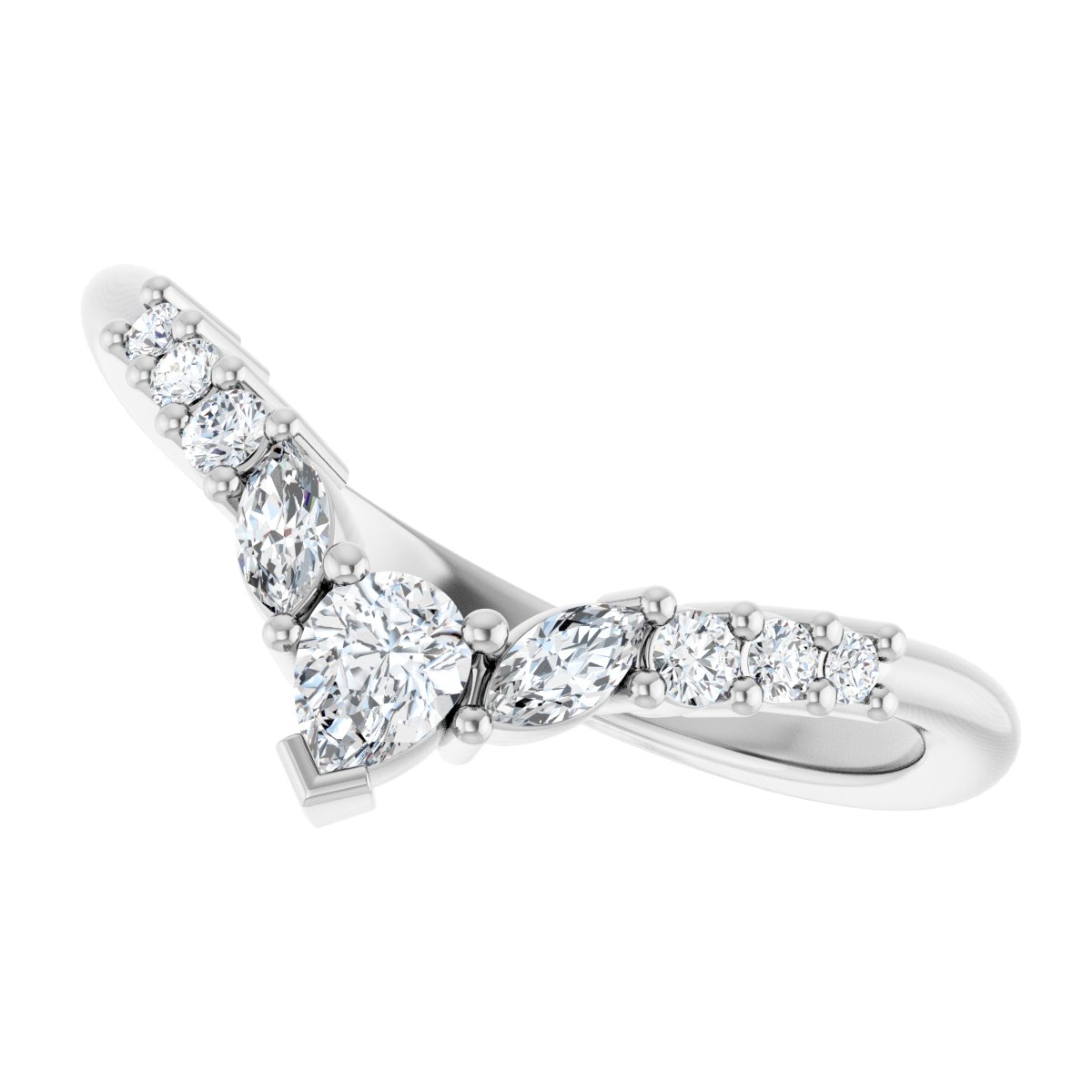 1/3 Ctw Pear Lab-Grown Diamond Contour Band - White Gold - Lab Grown Diamond