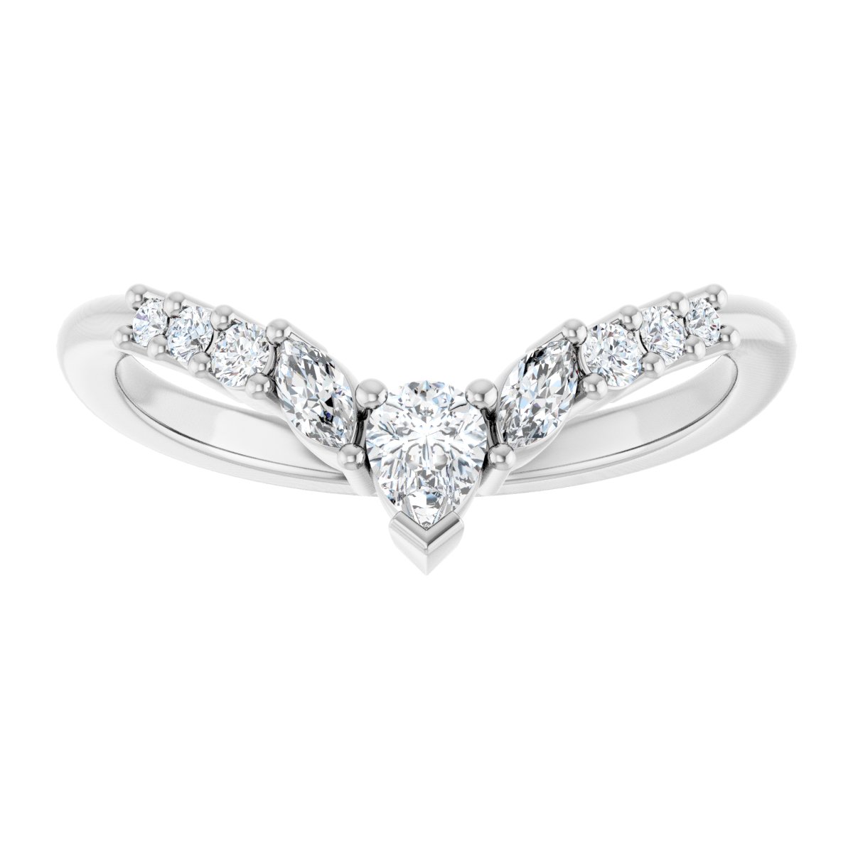 1/3 Ctw Pear Lab-Grown Diamond Contour Band - White Gold - Lab Grown Diamond