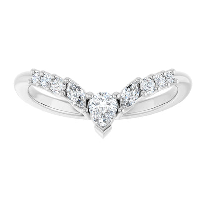 1/3 Ctw Pear Lab-Grown Diamond Contour Band - White Gold - Lab Grown Diamond