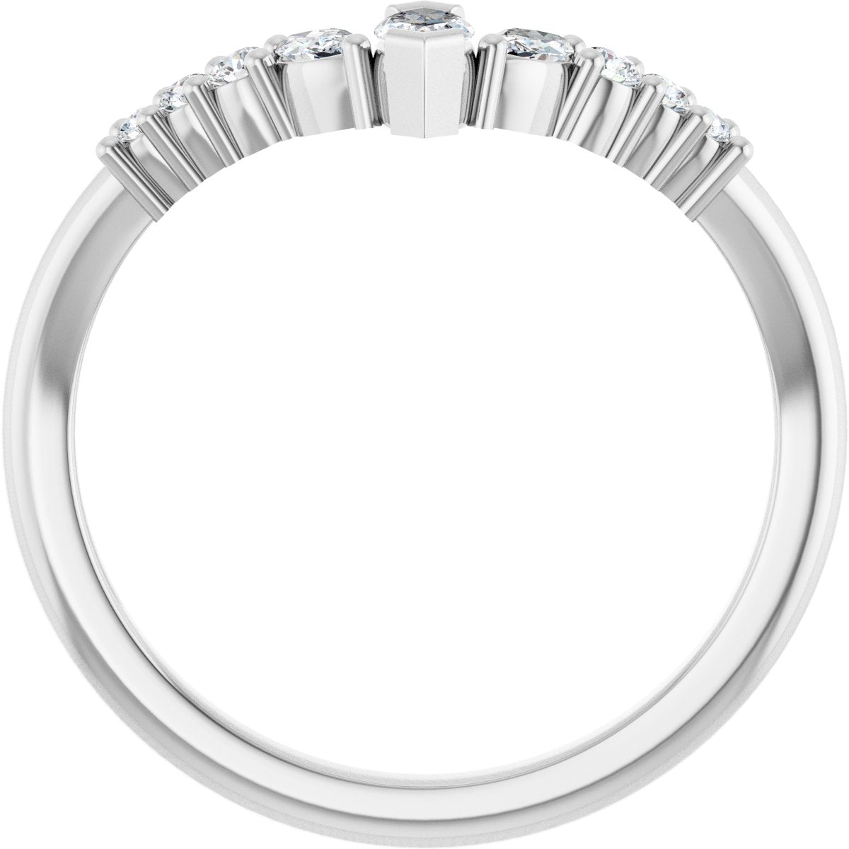 1/3 Ctw Marquise Lab-Grown Diamond Contour Band - White Gold - Lab Grown Diamond